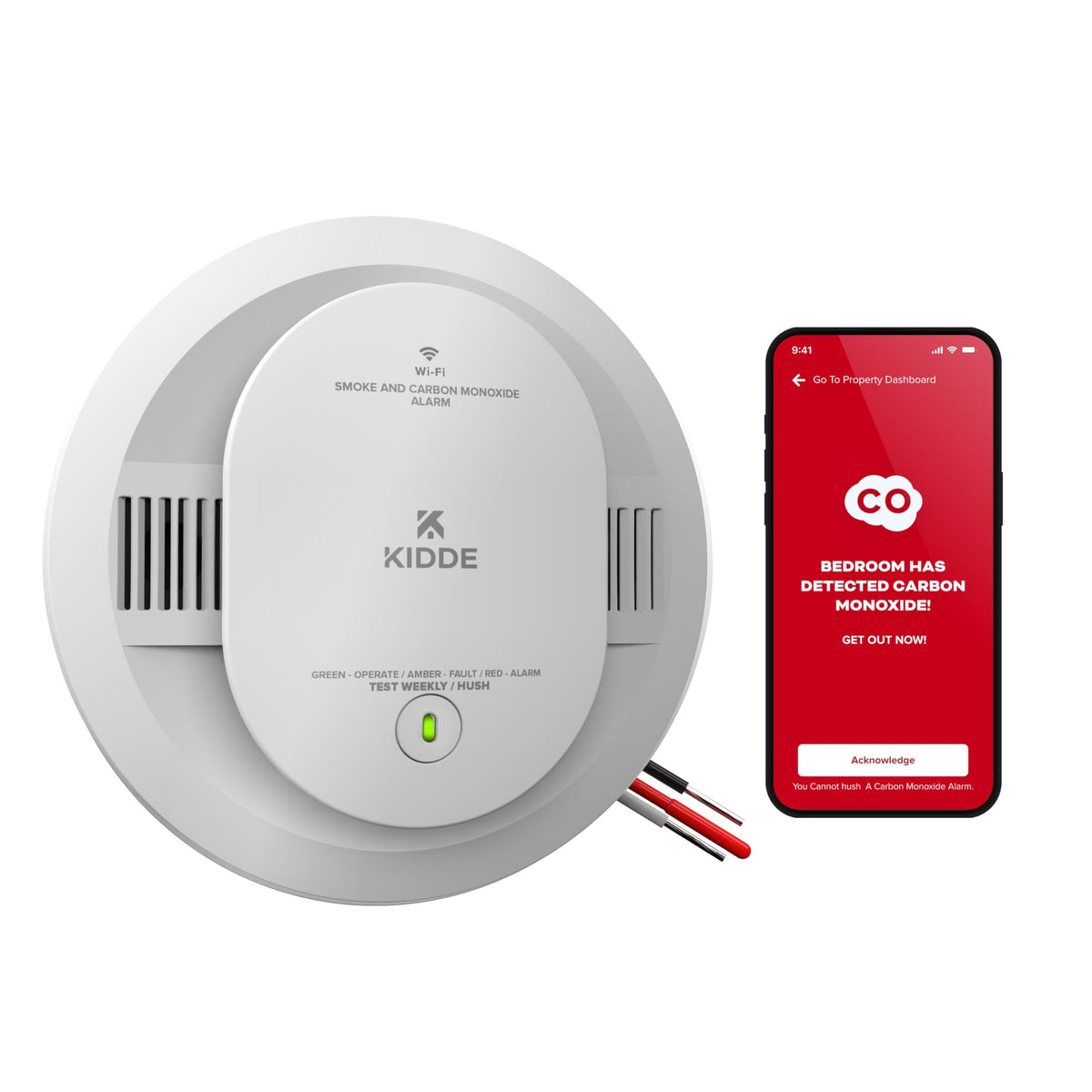 Hardwired Kidde App Enabled Smart Smoke and Carbon Monoxide Detector – 5 Inches, Plastic, White, Model 30CUAR-W