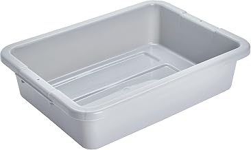 Rubbermaid Commercial Products Standard Bus/Utility Box, 4.6-Gallon, Gray, Plastic, Heavy Duty Restaurant Wash Basin/Dish Washing Tub for Kitchen Organization/Storage