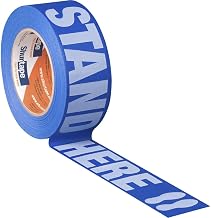 Shurtape 105156 CP 27P Multi-Surface Floor Masking Tape for Social Distancing with ‘Stand Here’ Messaging, 48mm x 55m, Over 100ft per Roll, Blue