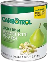 Carbotrol #10 Juice Packed Canned Fruit, Diced Pears (6-104oz Cans per Case)