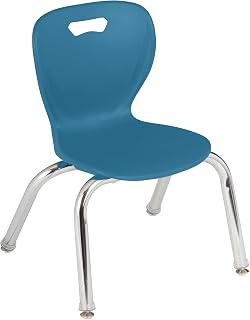 Learniture Shapes Series Stacking School Chairs with Contoured Seats, Heavy-Duty Plastic Stacking Classroom Chairs, 12" H, Set of 4, Blue Sapphire