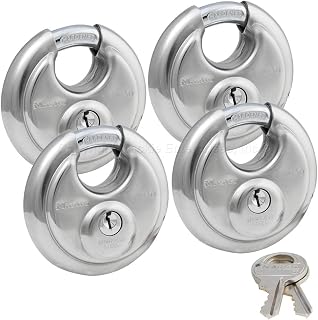 Master Lock (4) Keyed Alike Stainless Steel Trailer and Multi Purpose Padocks w/8 Keys, 40KA-4