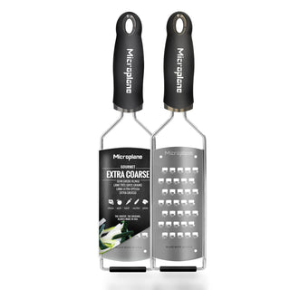 Gourmet Series Cheese Grater with Soft Touch Handle (Extra Coarse by Microplane – 18/8, Stainless Steel, Black, Model 45008E