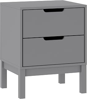 Flash Furniture Kids Wood Nightstand with Storage Drawers, Gray | Stylish Cutout Handles and Smooth Ball Bearing Drawer Slides