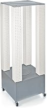 Azar Displays 700228-WHT 4" W x 4" D x 48" H Four Tower Pegboard Display on a Wheeled Base in Solid White