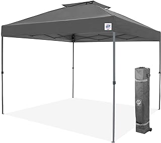 E-Z UP Patriot ONE-UP Technology Vented Shelter, 10' x 10', Steel Grey