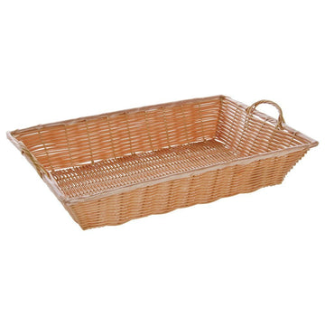 Natural Color Wicker Basket Rectangular With Handles - 20"L x 13 1/2"W x 4"H by HUBERT – 20"Lx13.5"Wx4"H, Plastic, Natural, Model K2000-20 NAT
