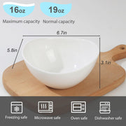 Samsle Ceramic Serving Bowls, 19 Ounces, Oval White Porcelain, Set of 6