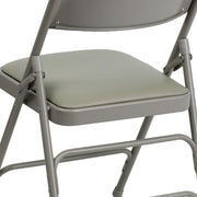 Hercules Metal Folding Chair by Flash Furniture – Set of 1, Steel, Foam, Vinyl, Gray Vinyl/Gray Frame, Model HA-MC309AV-GY-GG