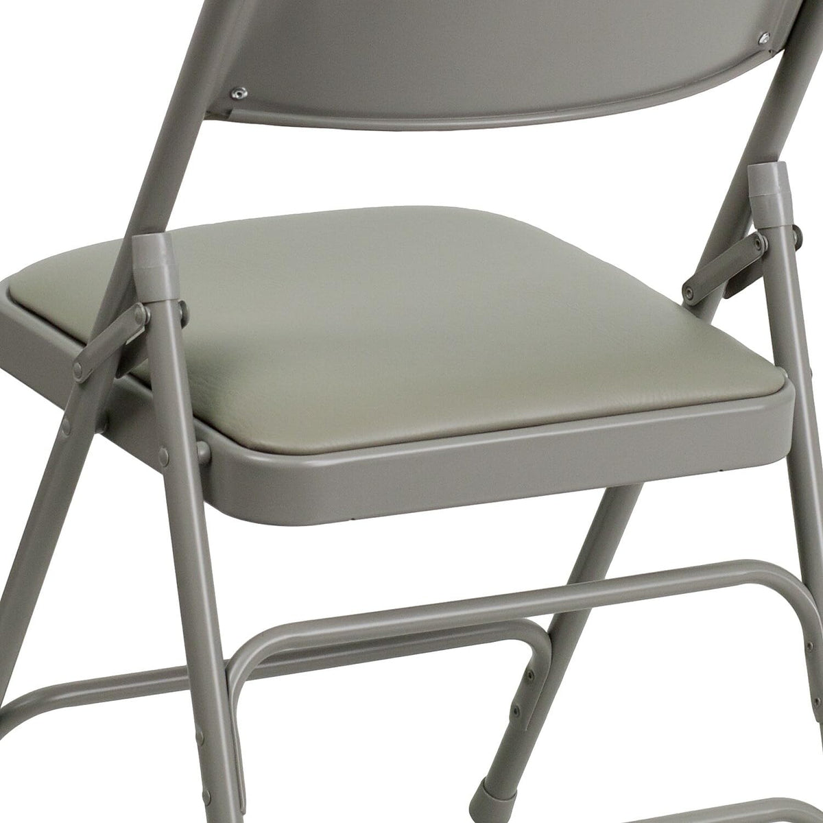 Hercules Metal Folding Chair by Flash Furniture – Set of 1, Steel, Foam, Vinyl, Gray Vinyl/Gray Frame, Model HA-MC309AV-GY-GG