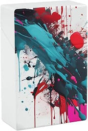 Portable Cigarette Case Waterproof 85 Mm 20 Pcs Cigarette Holder Case | Abstract Paint Splashes Plastic Cigarette Case Easy Snap Crush-Proof Pocket Cigarettes Protector Case for Men Women