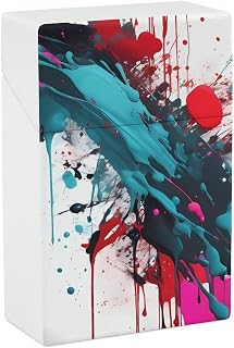 Portable Cigarette Case Waterproof 85 Mm 20 Pcs Cigarette Holder Case | Abstract Paint Splashes Plastic Cigarette Case Easy Snap Crush-Proof Pocket Cigarettes Protector Case for Men Women