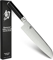 Shun Classic 8.5" Hollow Ground Santoku Knife, Damascus, Pakkawood