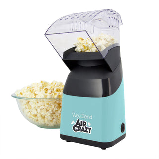 Air Crazy Popcorn Machine for Healthy Snacking with No Oil by West Bend – 4-Quart, 4 liters, Metal, Blue, Model PC8448BL13