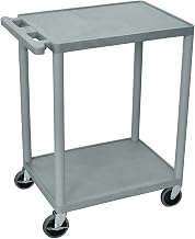 Luxor | H. Wilson Flush-Shelf Carts - 24"Wx18"D Shelf - 33"H - 2 Shelves - Black - Black
