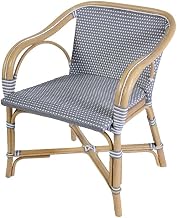 Portofino 18.75 in. Seat Height Rattan Arm Chair - Gray and White