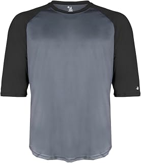 Badger Performance 3/4 Sleeve Raglan-Sleeve Baseball T-Shirt 4133 Graphite/Black 4XL