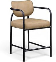 Meridian Furniture 77067Tan-C Serava Collection Modern | Contemporary Counter Stool with Soft Vegan Leather, Matte Iron Frame, Tan