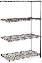 Nexel Black Epoxy, 4 Tier, Wire Shelving Add-On Unit, 42"W x 24"D x 86"H