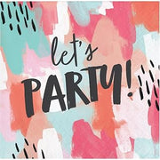 Creative Converting 330007 5 x 5 in. Brush Strokes Lets Party Beverage Paper Napkins, 24 Count
