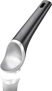 GEFU Ice Cream Scoop - Italia - Ergonomic Ice Cream Spoon for Hard Ice Cream, Scoop for Ice Cream Balls, Comfortable to Use, Dishwasher Safe - Black/Silver