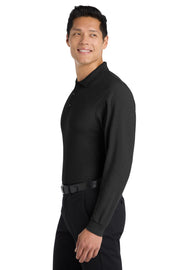 Unisex Tall Silk Touch Long Sleeve Polo Black by Port Authority – X-Large Tall, Silk, Black, Model SNM-812752