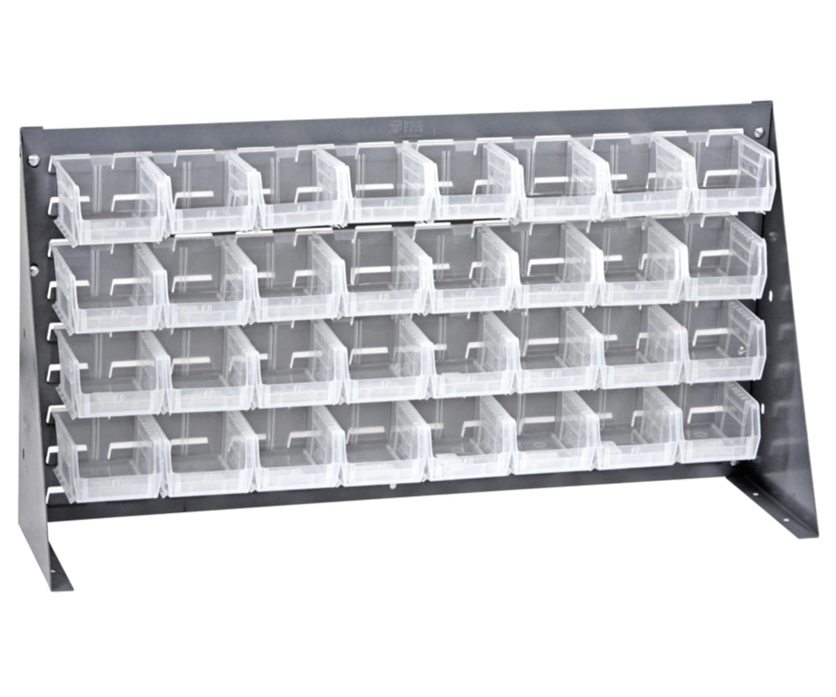 QUANTUM STORAGE SYSTEMS Clear / 19" H x 36" W x 8" D / 6" L x 5" W x 3" H 32 Ultra Clear Bins Storage Racks