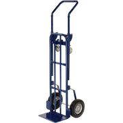 Steel 2-in-1 Convertible Hand Truck with Semi-Pneumatic Wheels by Global Industrial – 48"L x 16"W x 19"H, Alloy Steel, Blue, Model 185545