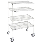 Mobile 4-Shelf Silver Wire Shelving Unit - 48" L x 24" W x 69" H by HUBERT – Alloy Steel, Silver, Model 93819+71360