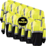 OccuNomix LUX-LSETPBK Classic Standard High Visibility Long Sleeve Wicking Birdseye Black Bottom T-Shirt