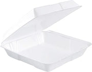 Dart 95HT1R Lg Foam Hinged Container, 9.5 in (Case of 200),White
