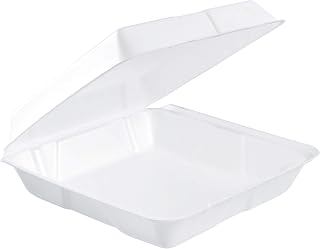 Dart 95HT1R Lg Foam Hinged Container, 9.5 in (Case of 200),White