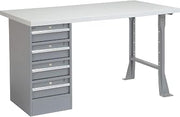 Global Industrial Single Pedestal Workbench, 72"W x 30"D x 33-9/16"H, Gray