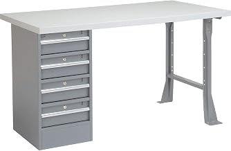 Global Industrial Single Pedestal Workbench, 72"W x 30"D x 33-9/16"H, Gray