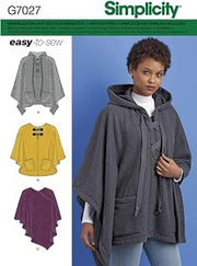 Simplicity Pattern 7027.A Poncho, White, 34-52