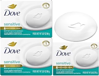 Dove Beauty Bar Soap, Sensitive Skin 2-Size Variety 3-Pack with Moisturizing Cream for Soft, Smooth Skin, Hypoallergenic, Fragrance-Free