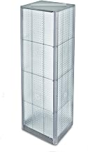 Azar Displays 700405-CLR FOUR-SIDED PEGBOARD TOWER FLOOR DISPLAY ON REVOLVING BASE. PANEL SIZE: 16"W X 60"H, Clear