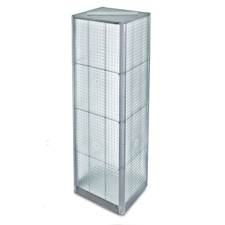 FOUR-SIDED PEGBOARD TOWER FLOOR DISPLAY ON REVOLVING BASE. PANEL SIZE: 16"W X 60"H by Azar Displays – Clear, Model 700405-CLR