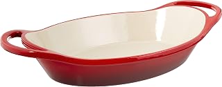 Lodge Enameled Cast Iron Oval Casserole, 2 Quart, Red