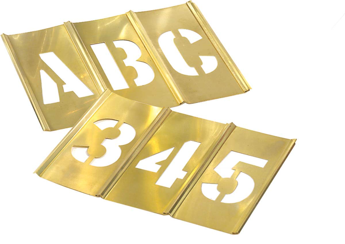 C.H. Hanson Brass Interlocking Stencil Letter & Number Set by CH Hanson – 4", Brass, Gold, Model 10154