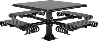 Global Industrial 46" Square Steel Slat Picnic Table with Solid Top, Black