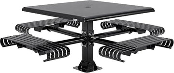 Global Industrial 46" Square Steel Slat Picnic Table with Solid Top, Black