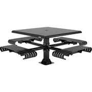 46" Square Steel Slat Picnic Table with Solid Top by Global Industrial – Alloy Steel, Black, Model 271674