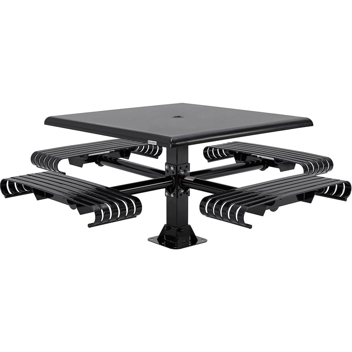 46" Square Steel Slat Picnic Table with Solid Top by Global Industrial – Alloy Steel, Black, Model 271674
