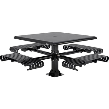46" Square Steel Slat Picnic Table with Solid Top by Global Industrial – Alloy Steel, Black, Model 271674