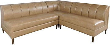 Jofran Ruston Modern Banquette Channel Tufted Faux Leather Sectional, Five Seats and Corner Wedge