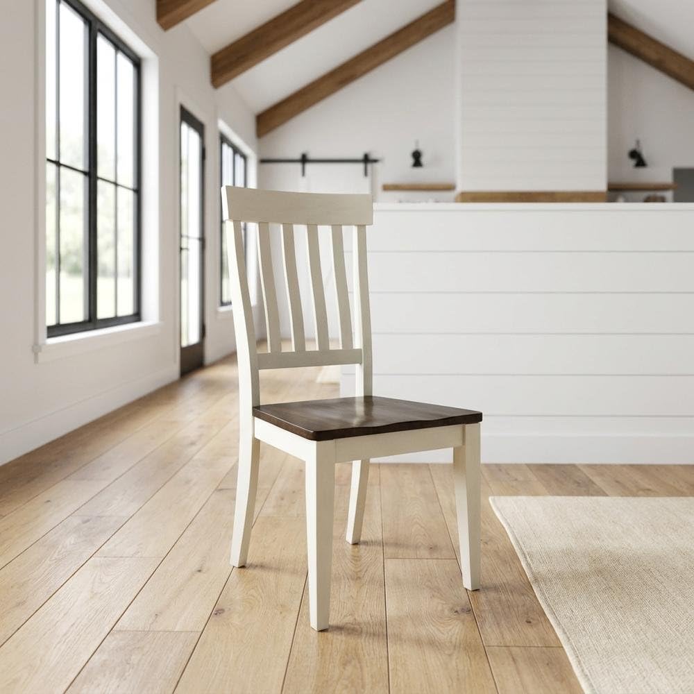 Brown Toluca Slatback Side Chair 2-Piece Set by Starlight Canyon Home – Solid Rubberwood, Brown, Pack of 2