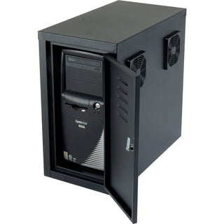 Orbit CPU Computer Enclosure Cabinet Front/Rear Doors 2 Exhaust Fans Black - 1 Each by Global Industrial – Alloy Steel, Black, Model 249309BK