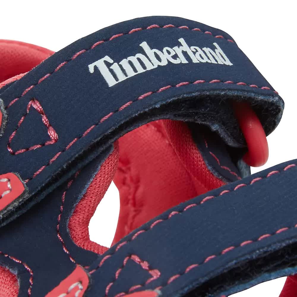 unisex child Adventure Seeker 2-strap - T K Sandal by Timberland – 4 Toddler, Synthetic Leather, Navy With Pink, Model TB0A1JZL_ZL0