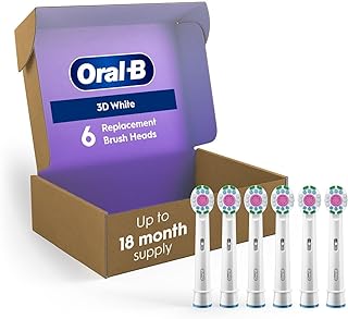 3D White Replacement Brush Heads for an Oral-B Electric Toothbrush, Pack of 6